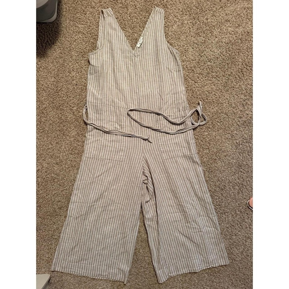 Women's Striped V-Neck Sleeveless Wide Leg Jumpsuit